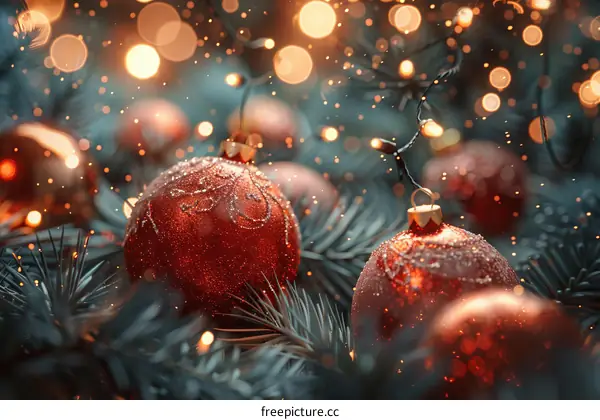 Christmas Decorations with Ornaments and Lights