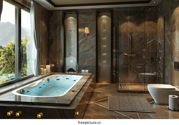Luxury Modern Bathroom Design with Spa Tub and Shower