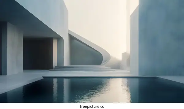 Minimalist Modern Architecture with Pool and Curved Wall