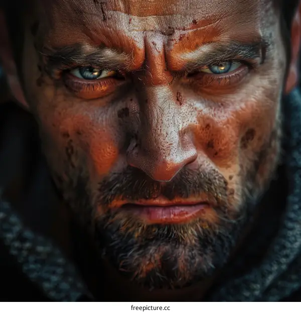 Close Up Portrait of a Man with a Determined Expression