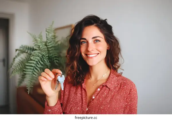 Smiling Woman Holding House Keys