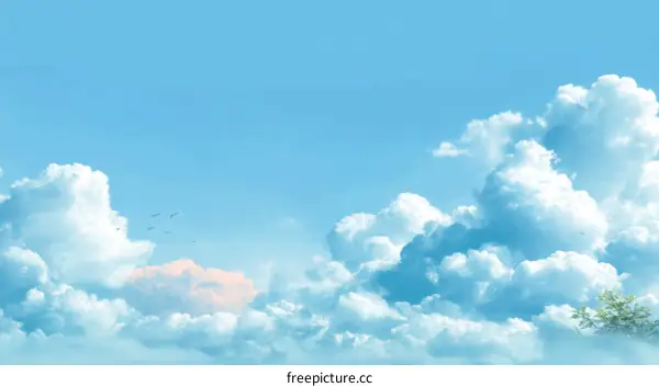 Beautiful Sky with Fluffy Clouds