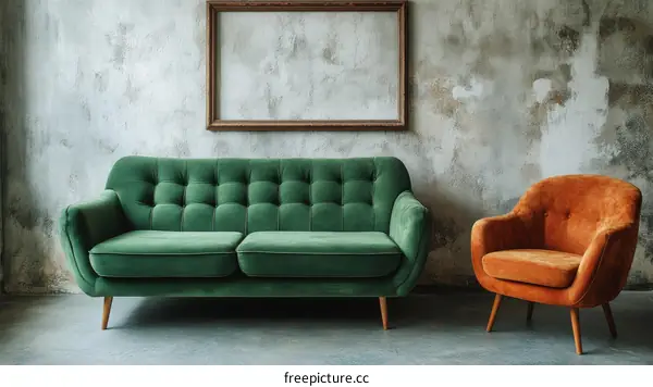 Rustic Living Room Setting with Velvet Furniture