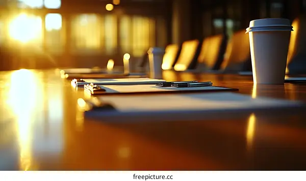 Conference Room Table in Sunlight