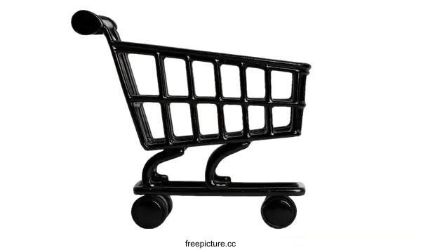 [Transparent Background PNG]Small Black Shopping Cart on White Background