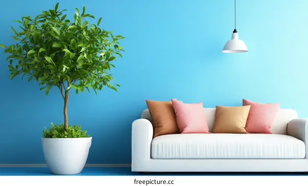 Modern Living Room Interior Design with Plant