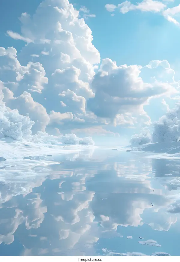 A frozen lake and sky