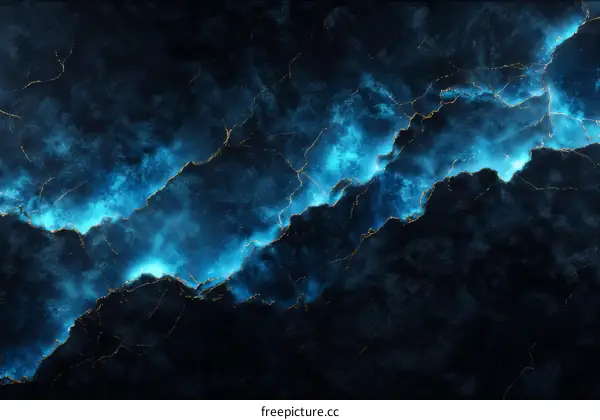 Abstract Dark Blue Marble with Gold Veins Background