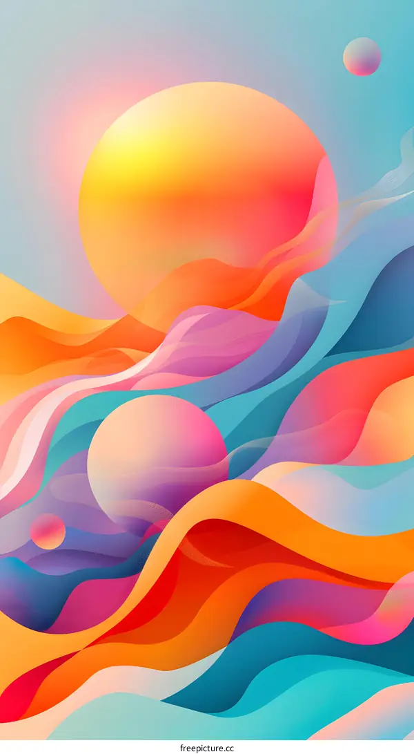 Abstract Colorful Wavy Background With Gradient