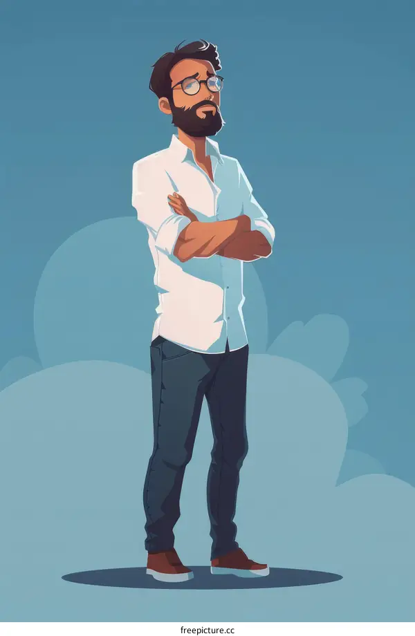 Cartoon of a man with crossed arms