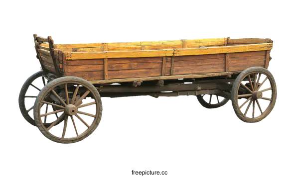 [Transparent Background PNG]Antique Wooden Cart Isolated on White Background