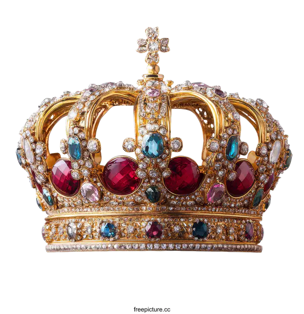 [Transparent Background PNG]Ornate Royal Crown with Precious Stones