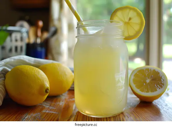Refreshing Summer Lemonade Drink With Lemon Slices