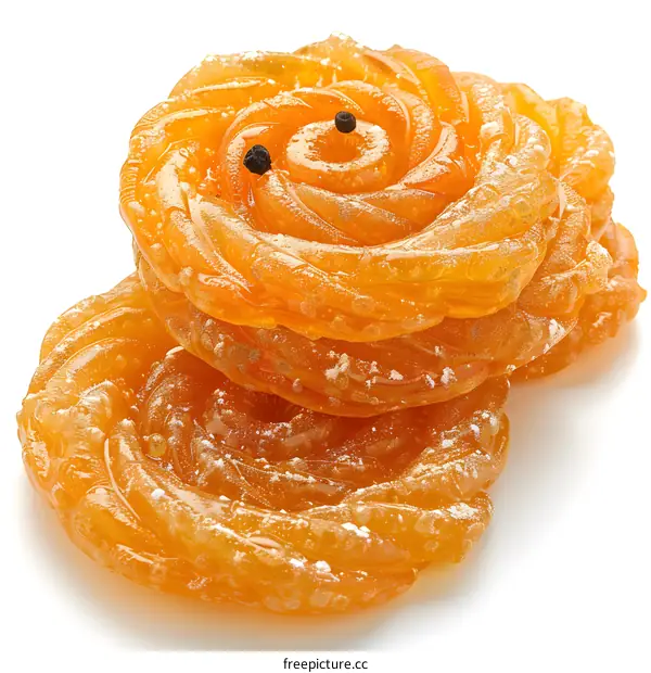 Sweet Jalebi Treats on White Background