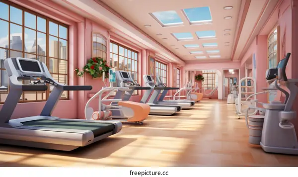 Pink and White Modern Gym Interior