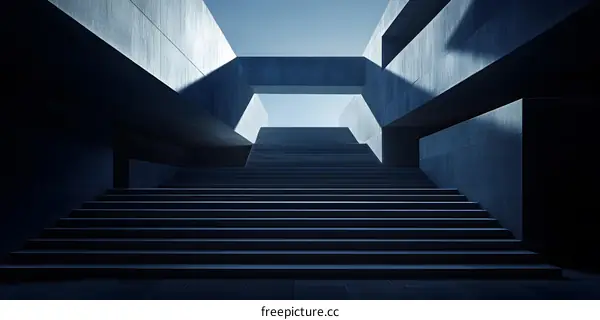 Concrete Stairs Leading Upwards To Light