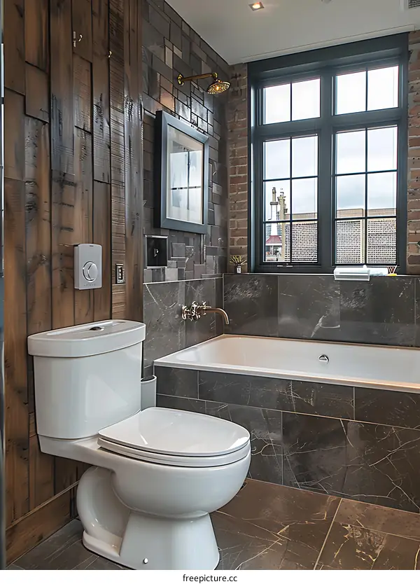Bathroom of a loft apartment