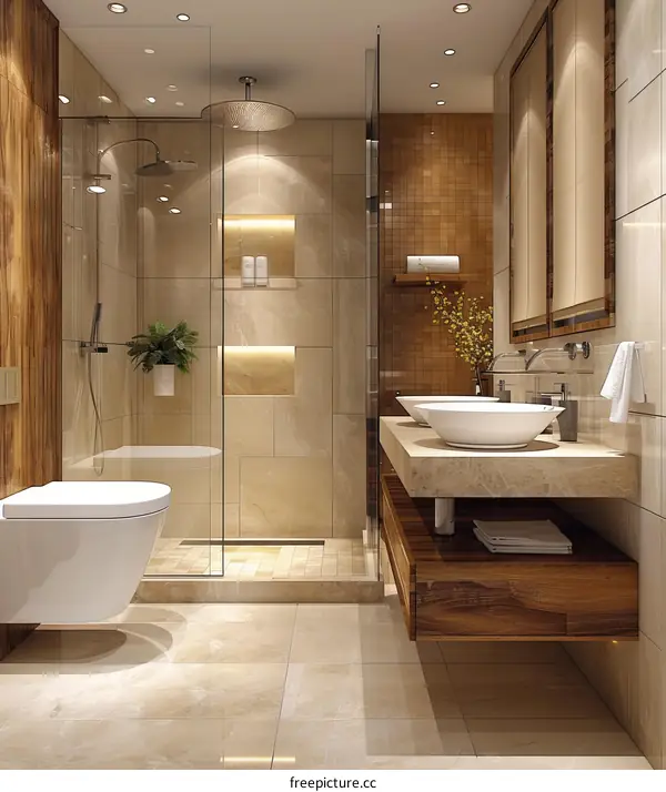 Modern Elegant Bathroom Design with Double Sinks