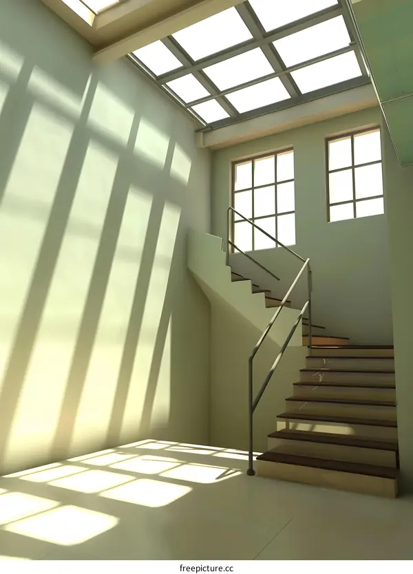 Modern Interior Design with Staircase and Skylight
