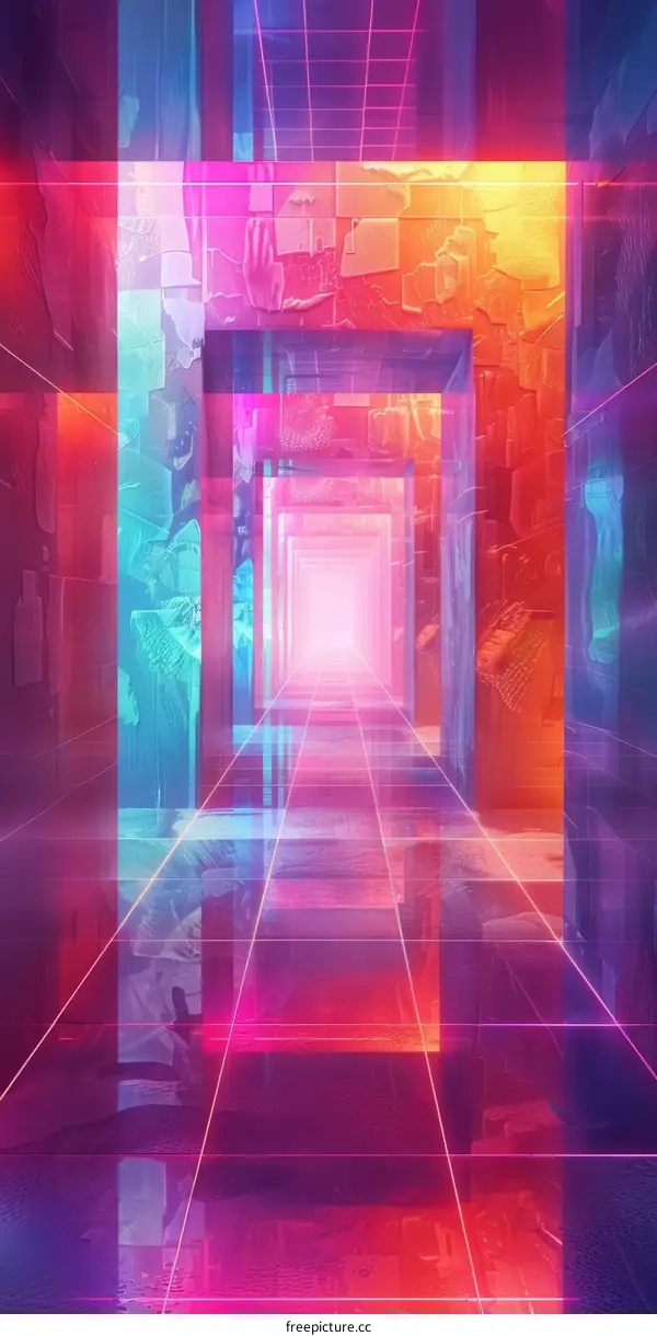 Futuristic Sci-Fi Corridor with Neon Lights
