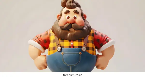 Chubby Cartoon Character on White Background