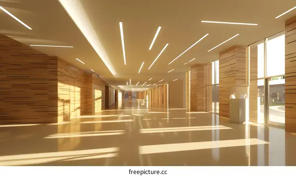 Modern Minimalist Interior Design for Hallway with Wood Panels and Linear Lighting