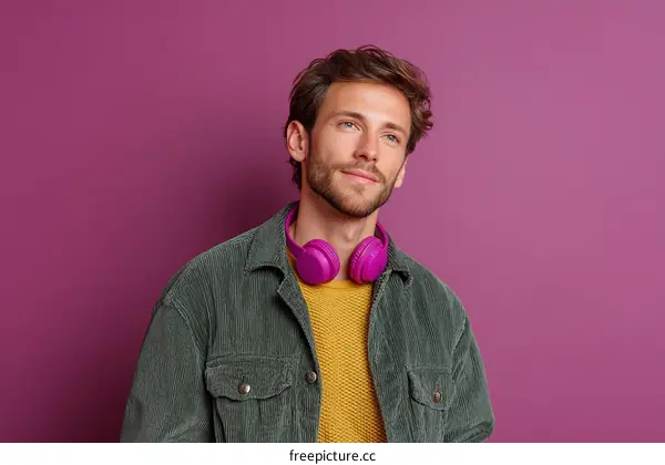 Stylish Caucasian Man with Trendy Headphones