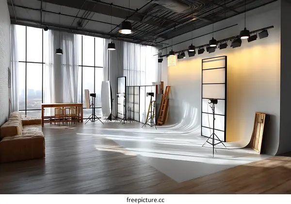 Modern Photography Studio with Large Windows