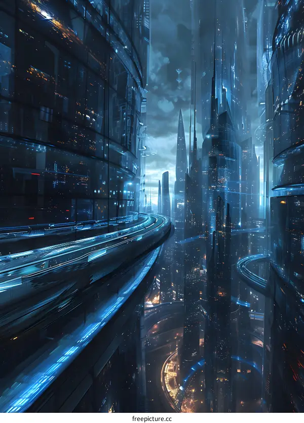 Futuristic Cityscape Night Digital Art