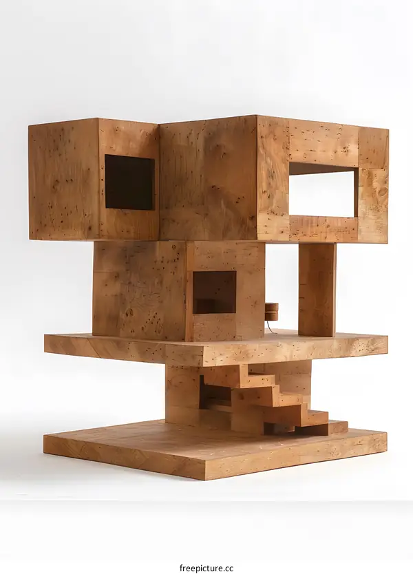 a wooden sculpture of a house