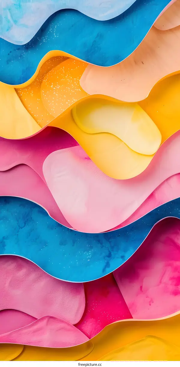 Abstract Wavy Colorful Paper Background