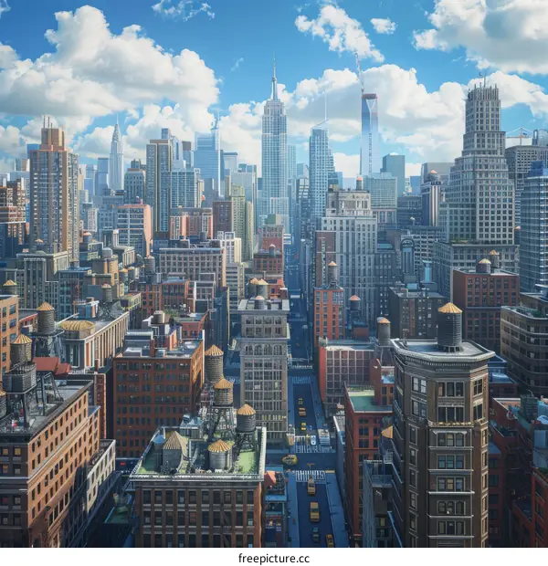 Aerial View of a Busy Cityscape