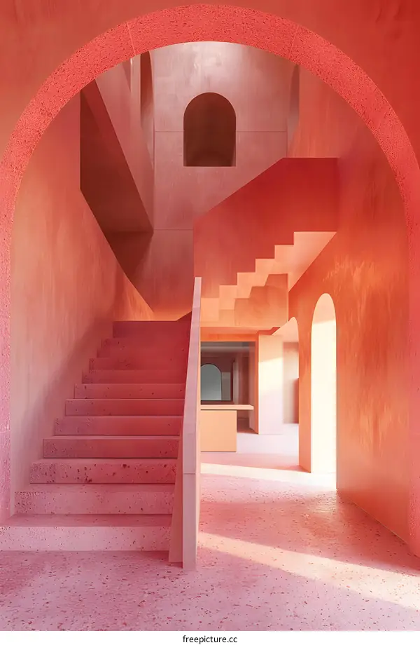 Pink Concrete Staircase Interior Design