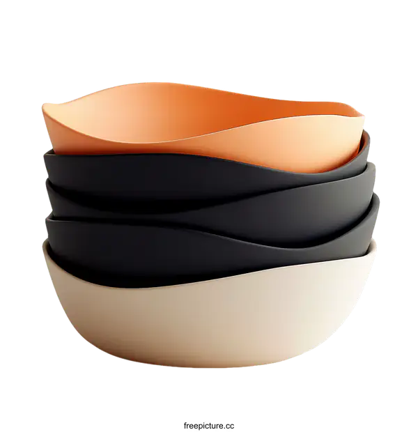 [Transparent Background PNG]Stacked Colorful Bowls Set Design