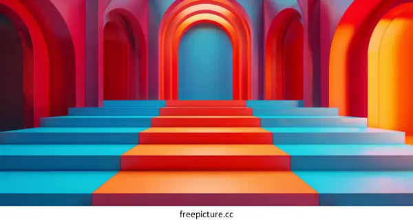 Colorful Archway Steps Illustration