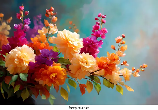 Beautiful Colorful Floral Arrangement Illustration