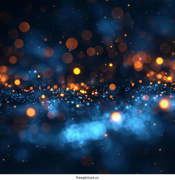 Blue and Orange Lights on a Dark Blue Background