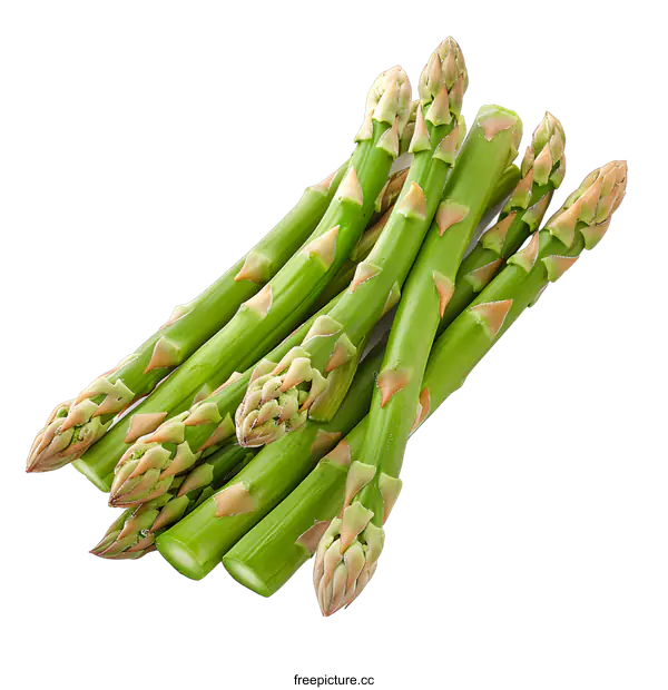 [Transparent Background PNG]Fresh green asparagus spears on white background
