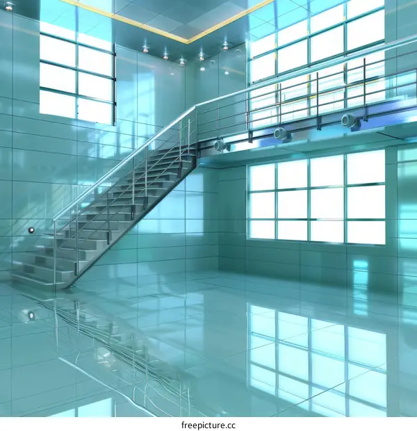 Blue modern empty room