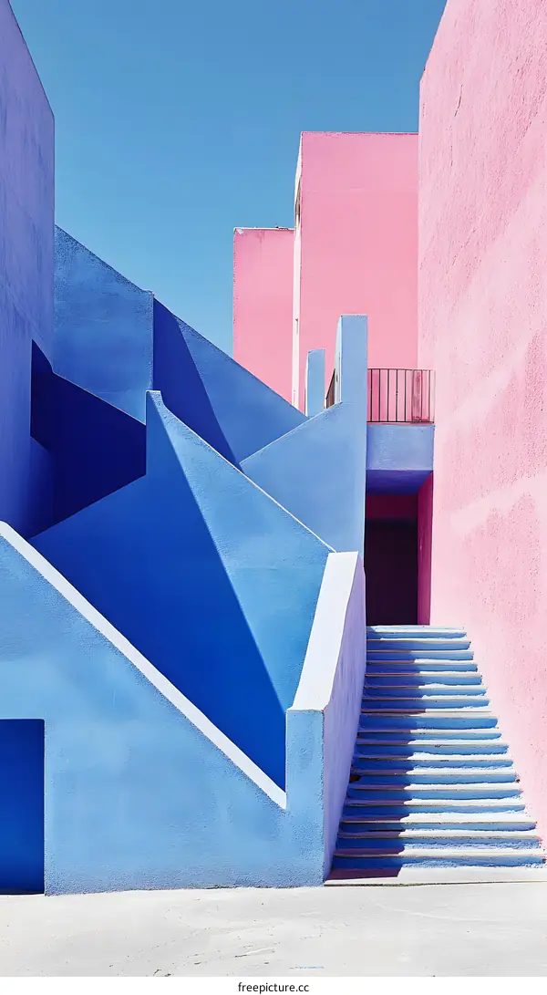 Abstract Architecture with Blue and Pink Walls