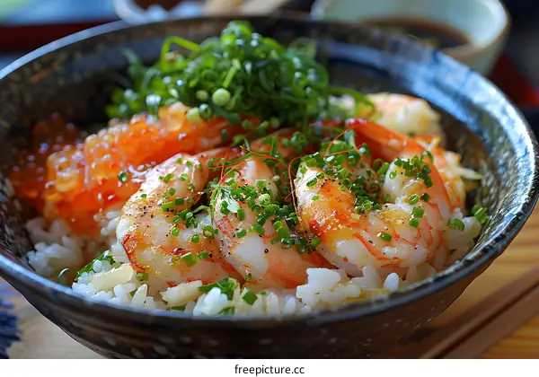 Shrimp and Rice Bowl with Green Onions