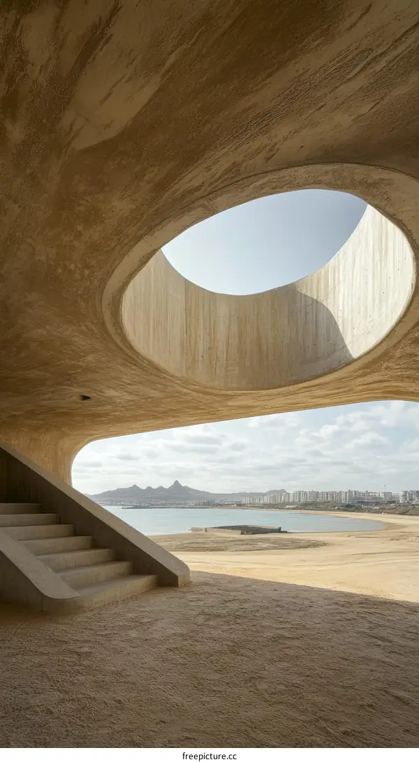 Modern Concrete Architecture with Coastal View