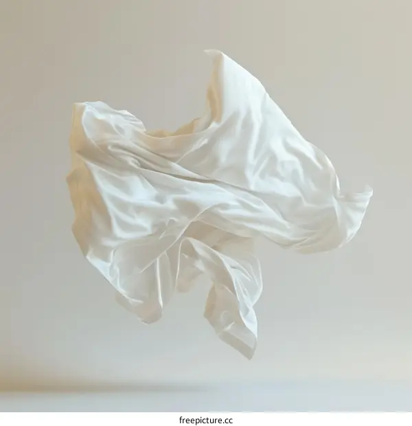 White cloth flying in the air