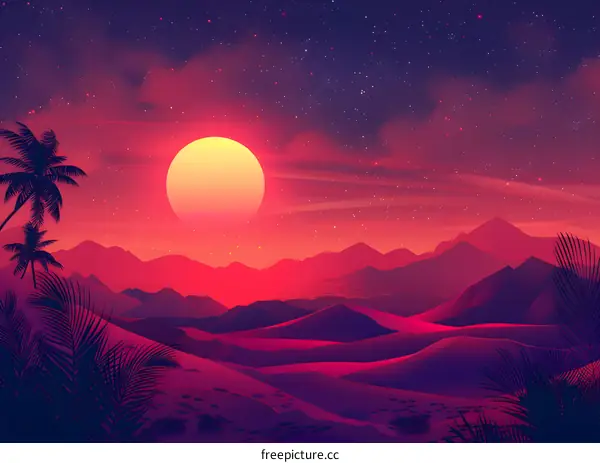 Desert Under Red Sky