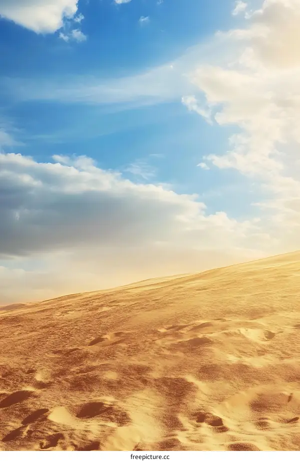 Sand Dunes Under Blue Sky With White Clouds