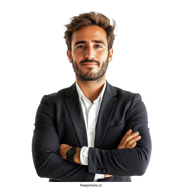 [Transparent Background PNG]Confident Business Man Portrait