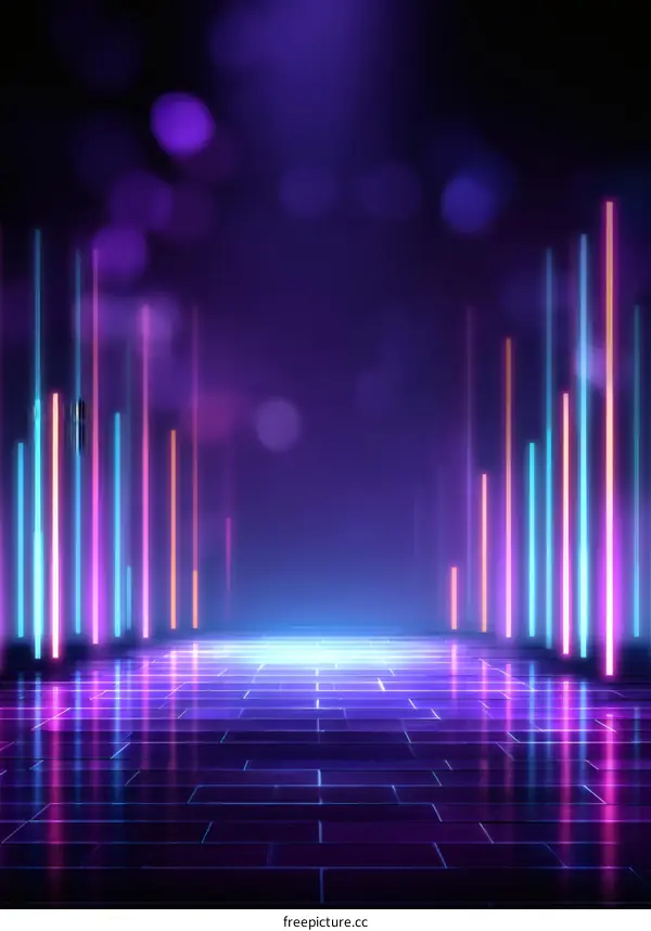 Neon Light Pathway Abstract Background