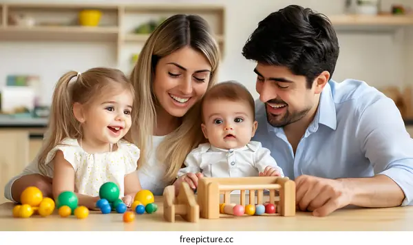 Happy Family Playing with Toys at Home