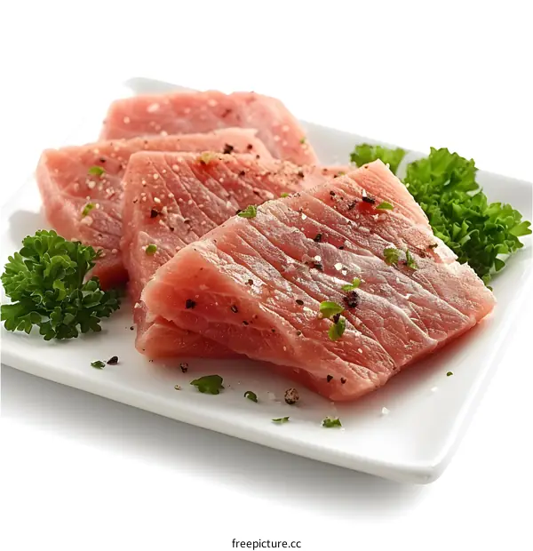 Fresh Tuna Slices on a Plate