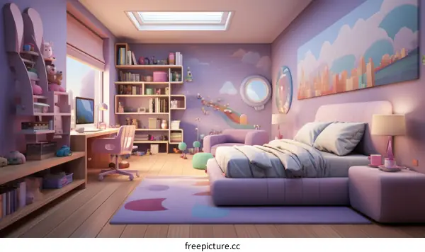 Cozy and colorful bedroom with lots of natural light